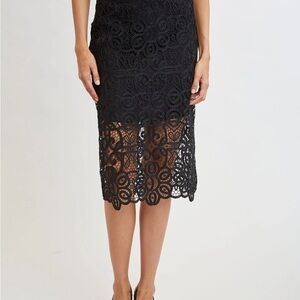 Zara crochet Lace Midi Skirt black xs